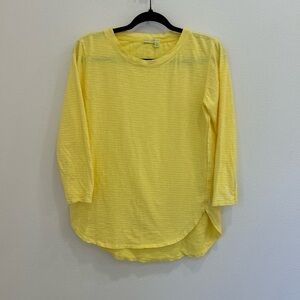 Fresh Produce 100% cotton Catalina top blouse yellow striped XS coastal beach